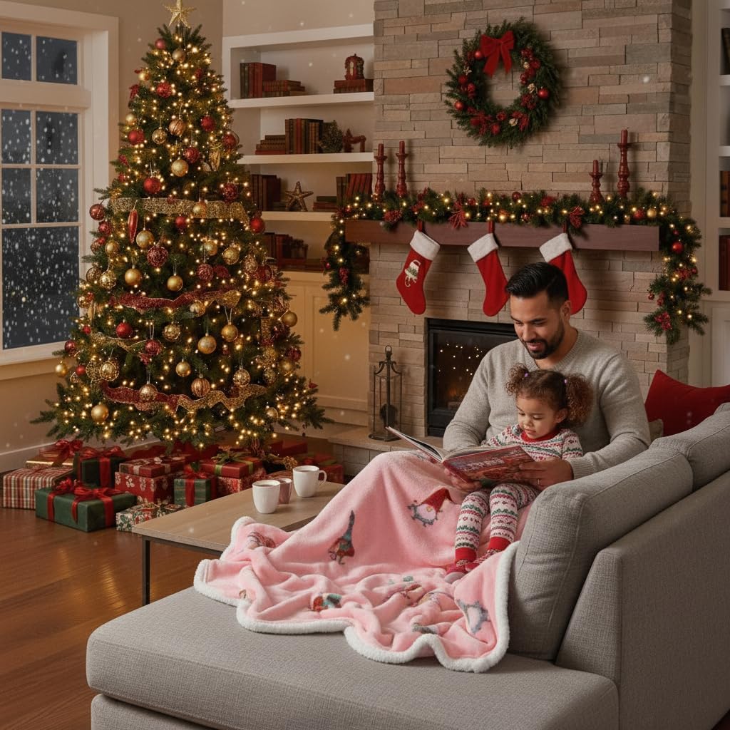 Catalonia Christmas Dwarfs Sherpa Throw Blanket, Xmas Theme Throws, Plush Fleece Couch Blanket, Super Soft, Comfy, Cozy, Fluffy, Ugly - Image 3