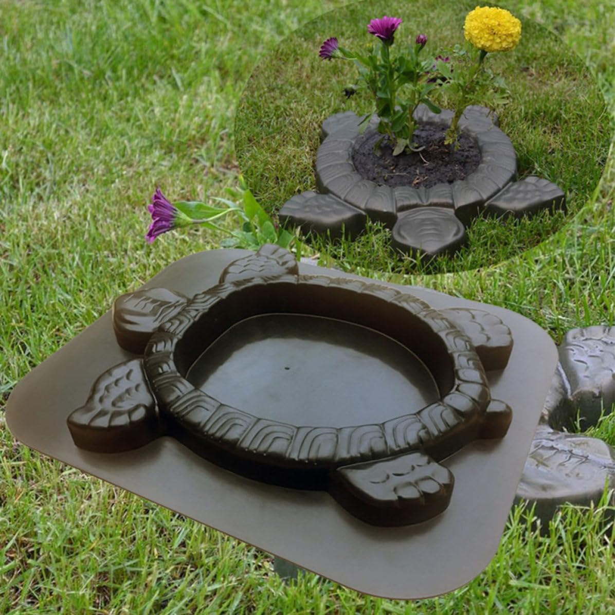 Molde para Piedra Escalonada Forma de Tortuga, Molde para Cemento y Pavimento de Plástico Negro, Reutilizable, para Villas y Jardines