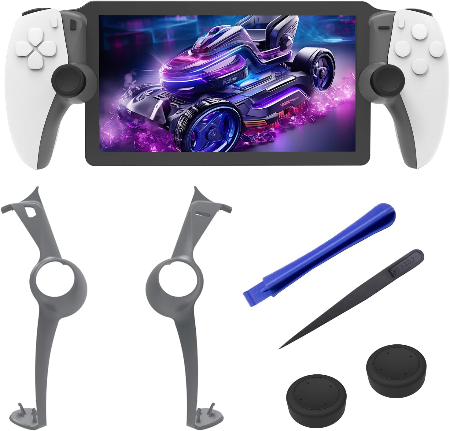 Pidynx Controller Replacement Shell for PS Portal, Personalized and Eye-catching Custom Design, Easy Install, Including Tool Kit and 2 Thumb Grips (Ethereal Mist Grey)