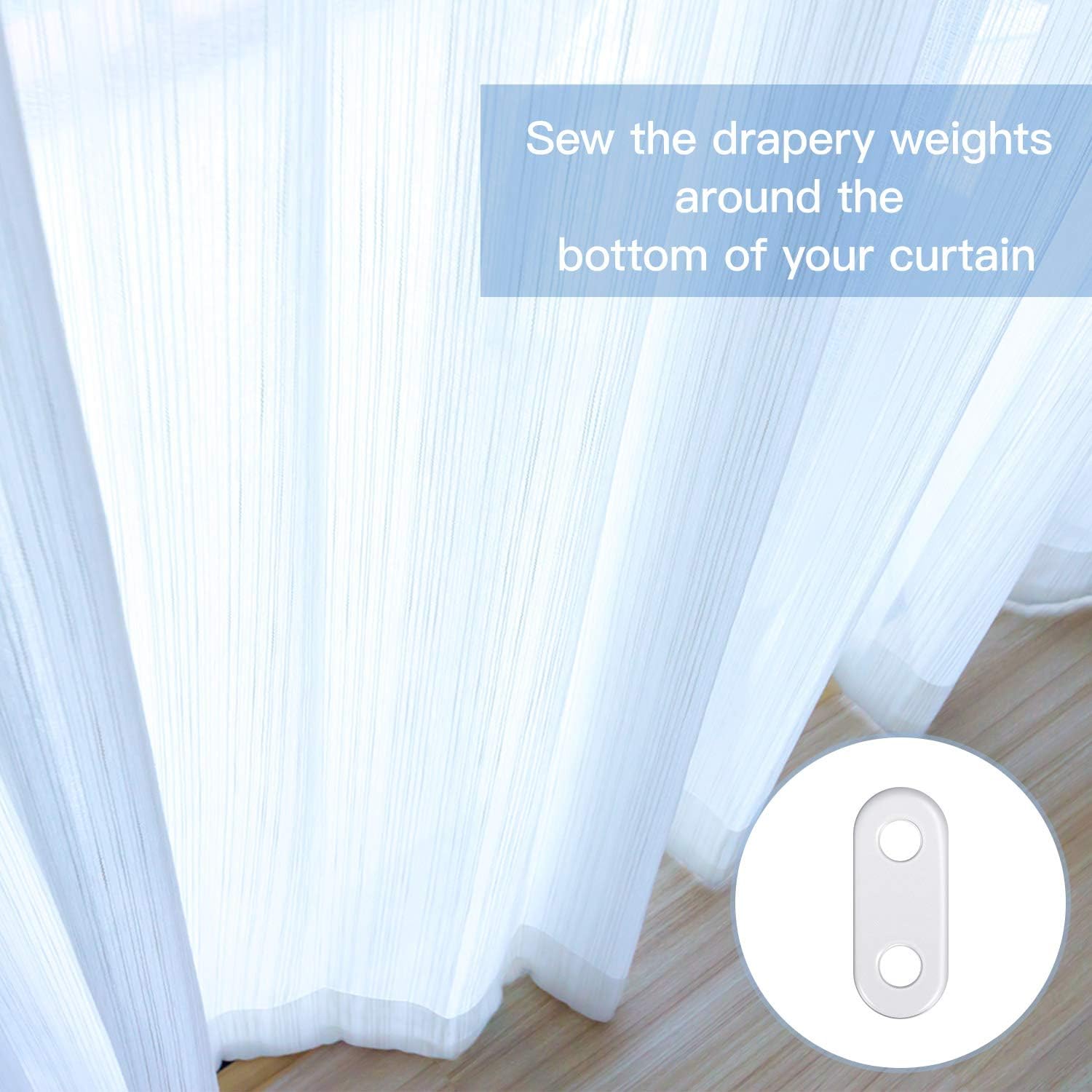 Jetec 20 Pieces Curtain Weights Curtain Iron Weights White Bedroom Window Pendant Iron Accessories for Shower Sheer Curtains Home Tablecloth Flags 15g Each