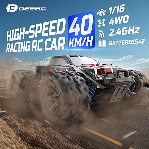 Miniatura 6 de DEERC Automóvil de control remoto 9300 de alta velocidad para niños y adultos escala 118 40 KMH 4WD camiones de juguete todoterreno de 24 GHz con 2