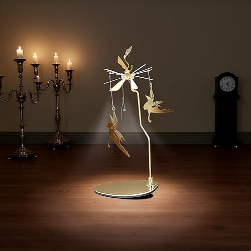 Vista 3 de Garosa Bandeja redonda triangular giratoria con vela perfumada romántica giratoria para decoración del hogar, fiesta (Little Fairy)