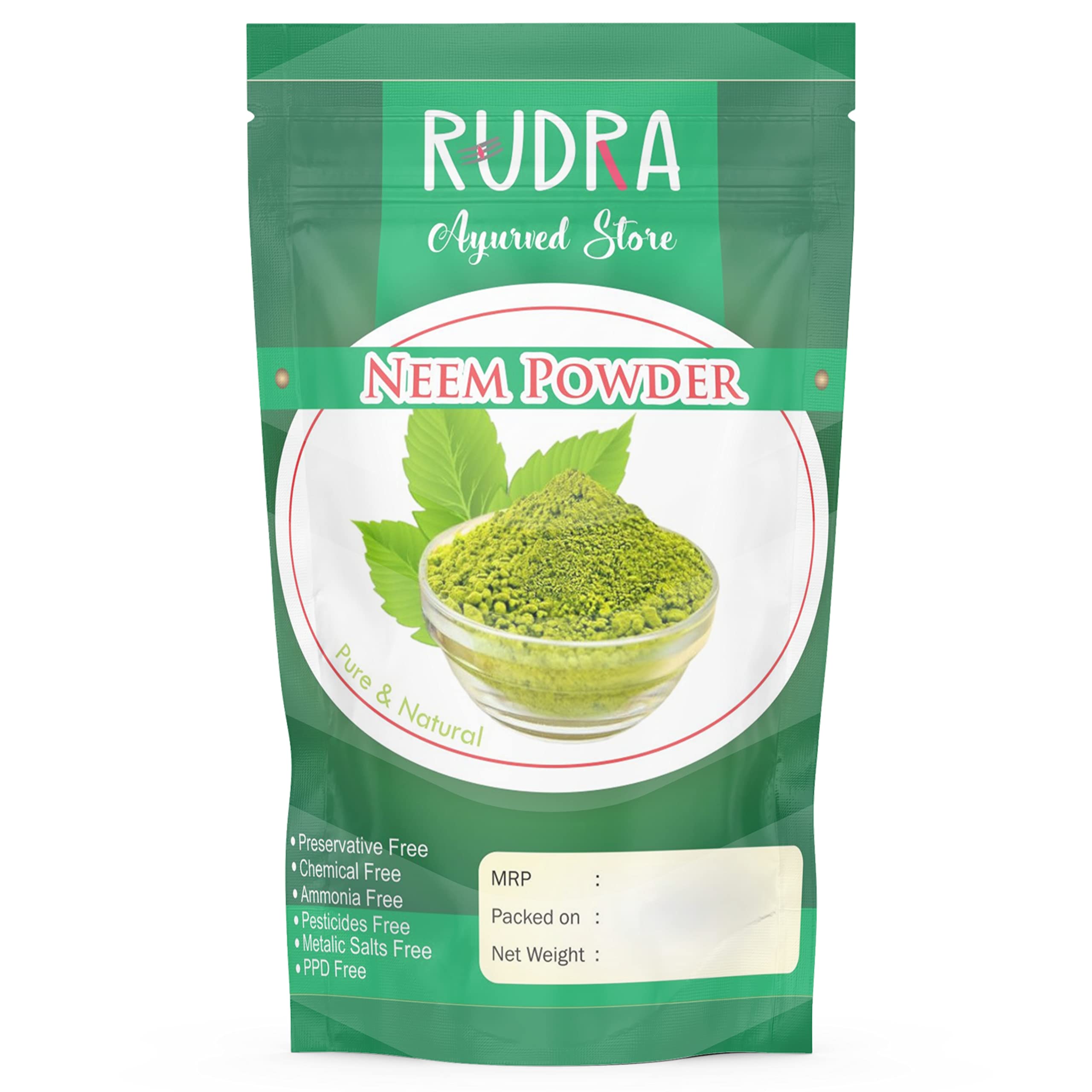 RUDRA100% Pure & Natural Neem Powder For Acne/Pimple/Skin Cleaning Face Pack & hair pack for dry and frizzy hair-100gm