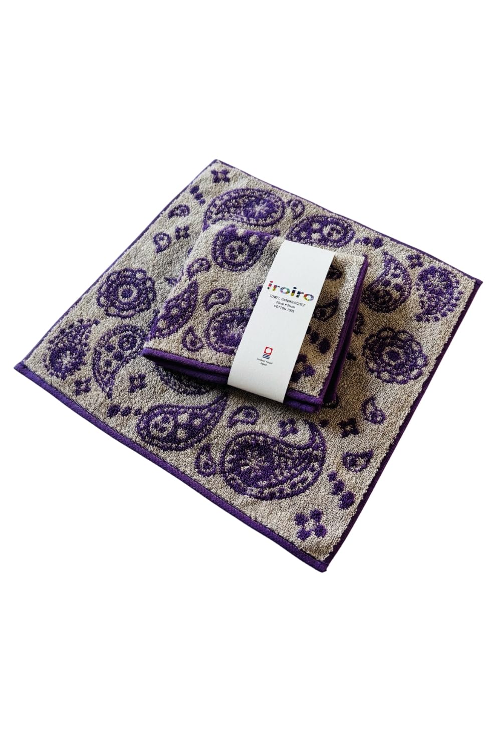 Imabari Towel, iroiro Handkerchief Towel Collection, 9.8 x 9.8 inches (25 x 25 cm), Made in Japan, 100% Cotton, Fluffy, Soft, Skin-friendly, Cute, 100% Cotton (Paisley) : Home & Kitchen