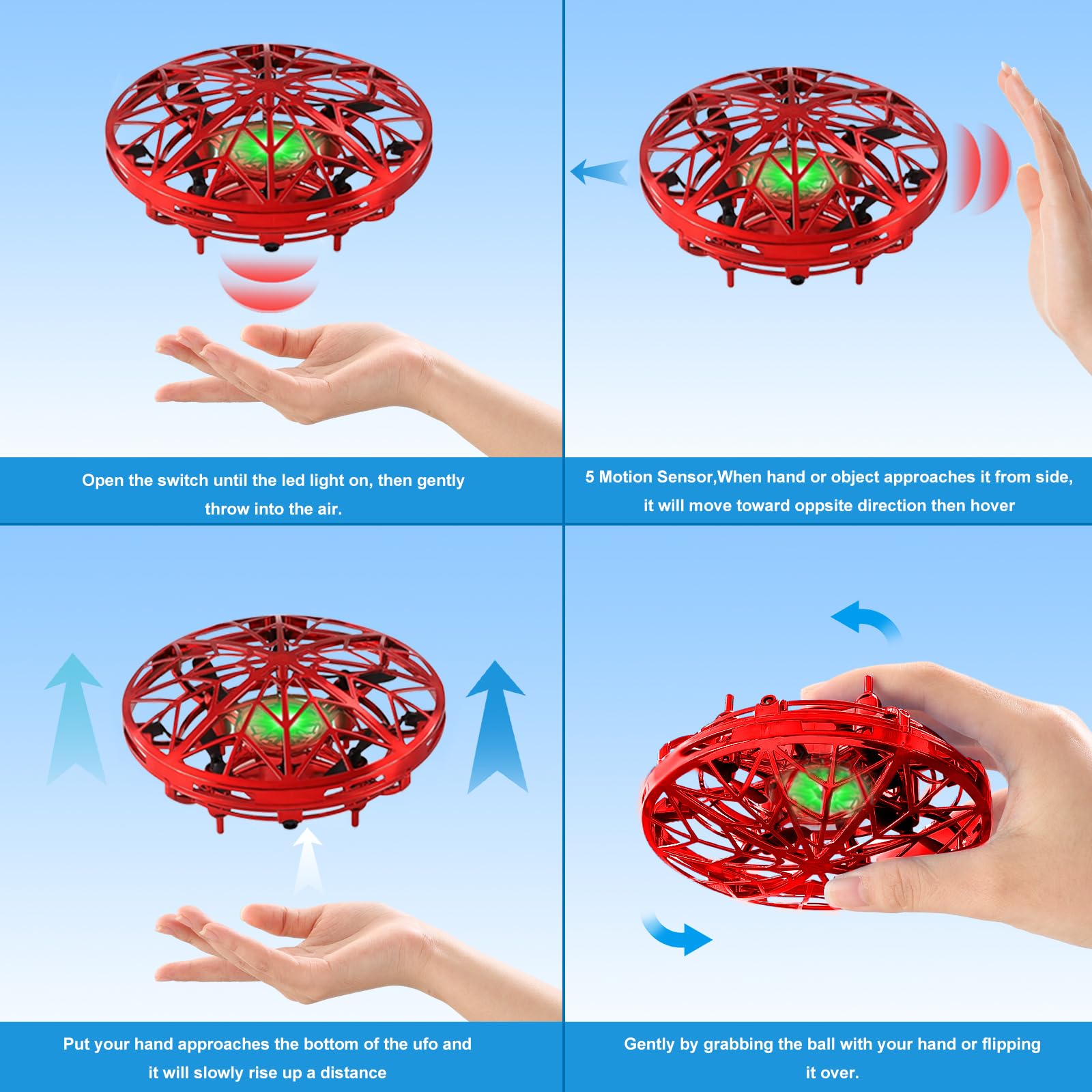 Drone - LUNAVO - Spinner Volant - Mini Hélicoptère - Intérieur - Bleu - Jeux - Jouets