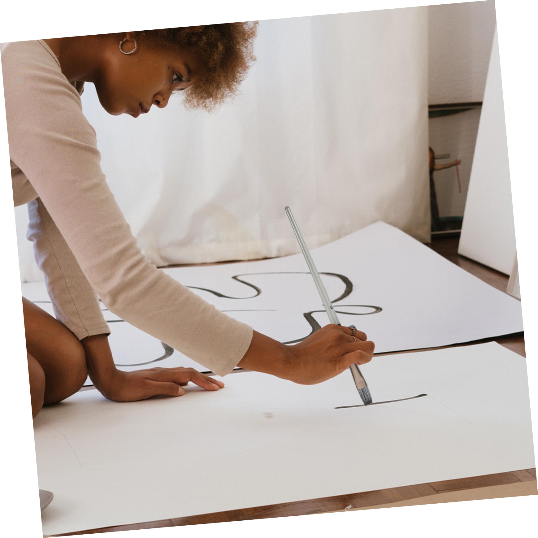Pinceles Profesional Cerdas Nylon para Óleo Acrílico Gouache Principiantes