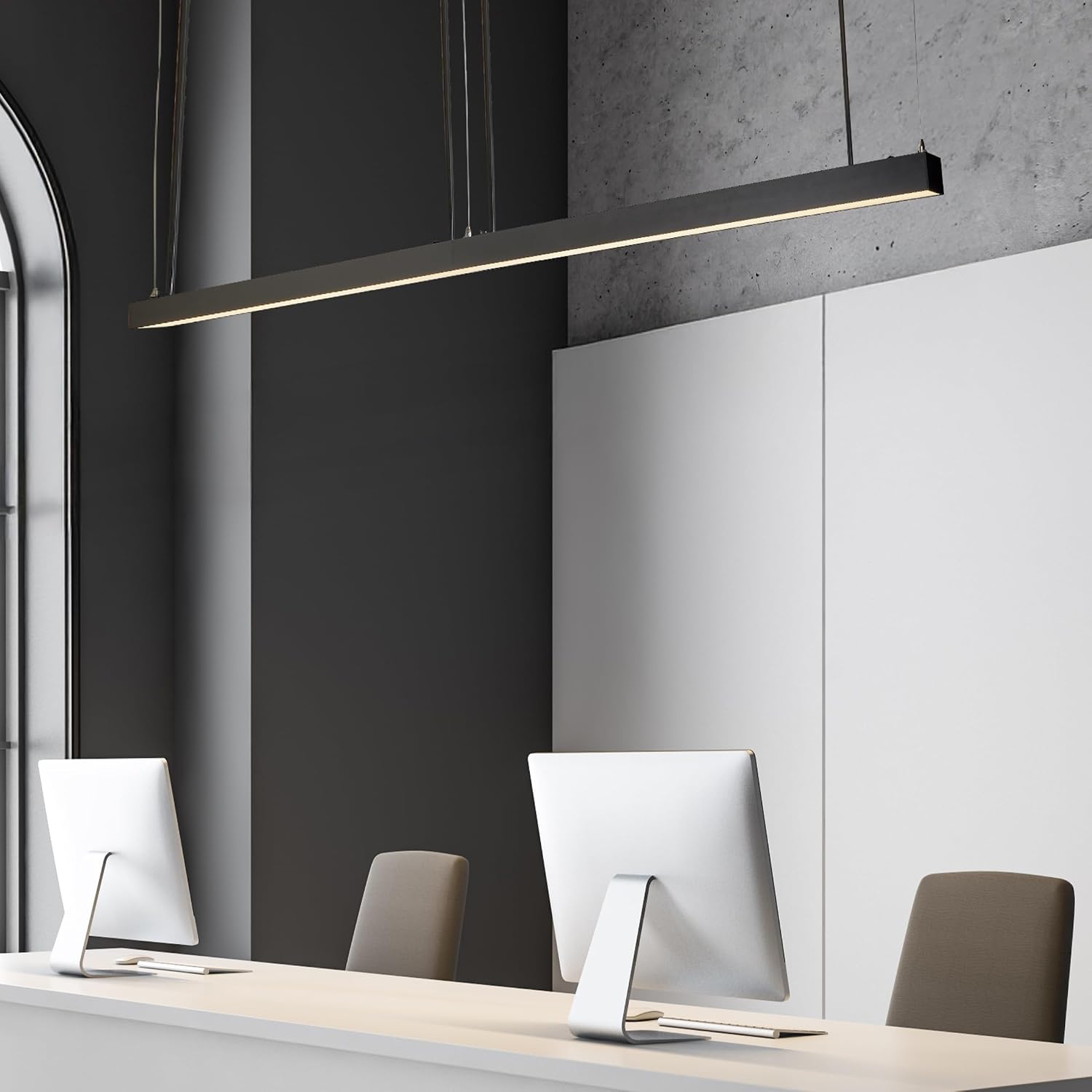 Maxxima Linkable Straight Bracket/Connector for Linear Up/Down Light Fixture, Joiner for 4' Suspension Pendants, Linkable up to 20 fixtures