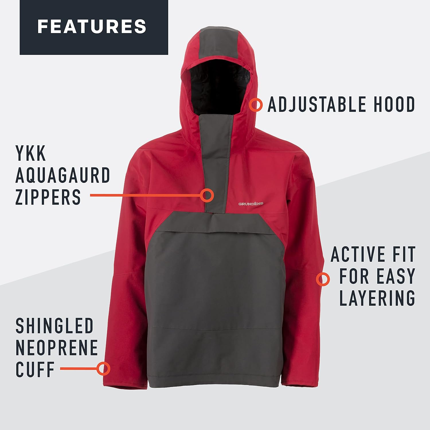 Grundens Men's Full Share Anorak | Durable, Breathable and Waterproof Rain Jacket Designed for Rugged, Heavy-Duty Performance