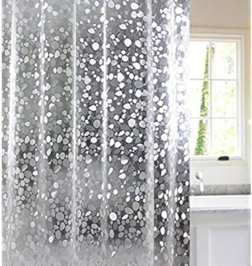 SHAVIN PVC Transparent With 3D Diamond Design Polka Dot Print Rod Pocket Curtain,AC Room,Waterproof Curtain (Width-54Inche...