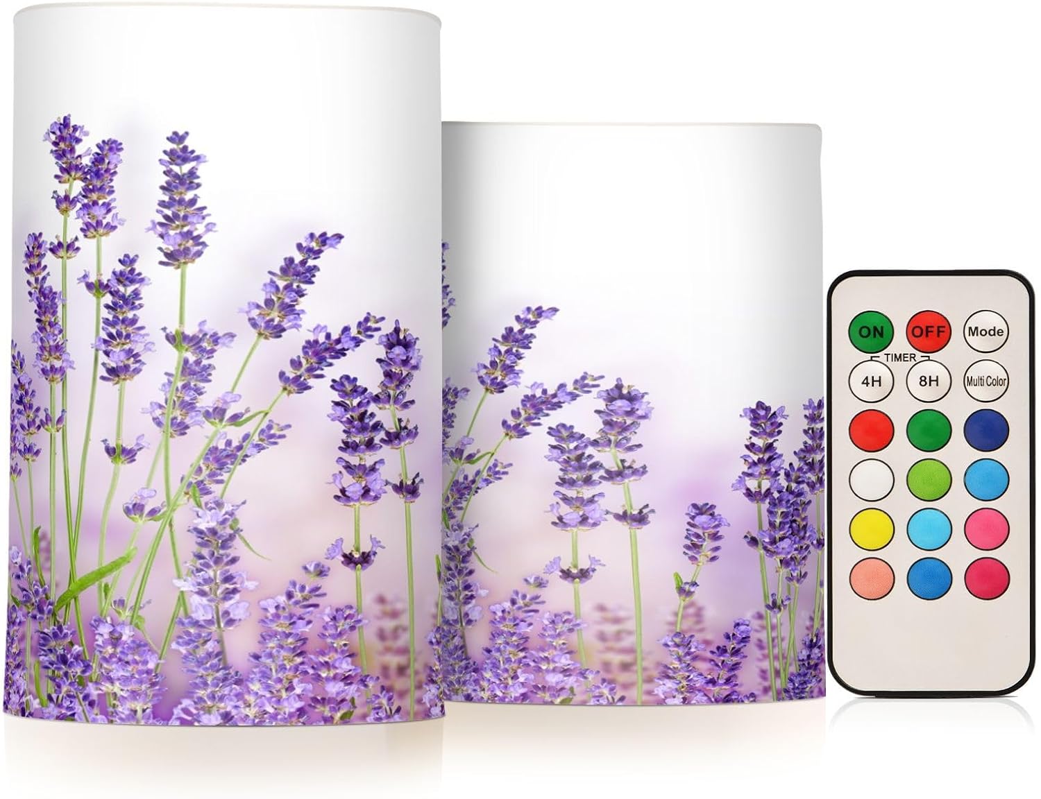 Purple Lavender Flameless Candles Color Changing Electronic Operated LED Pillar Candle with Remote and Timer for Decor Halloween Christmas Valentine's Day