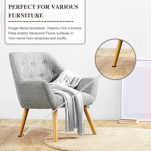 Vista 55 de Yelanon Almohadillas de fieltro para muebles de madera dura, 216 almohadillas de fieltro prémium para patas de silla, protectores de suelo