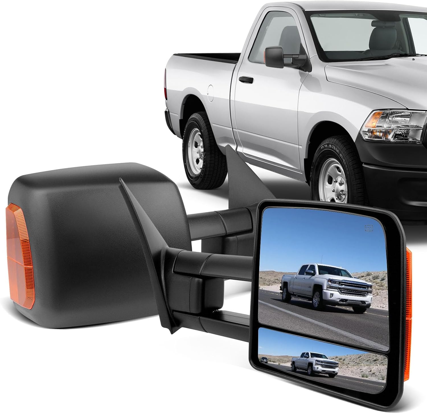 ECCPP Passenger Left Driver Right Tow Mirrors Pair Set Side LED Signal Power Heated Manual Telescoping Black Towing Mirrors Replaceme fit 2007-2016 for Toyota for TundraPair SetA Pair