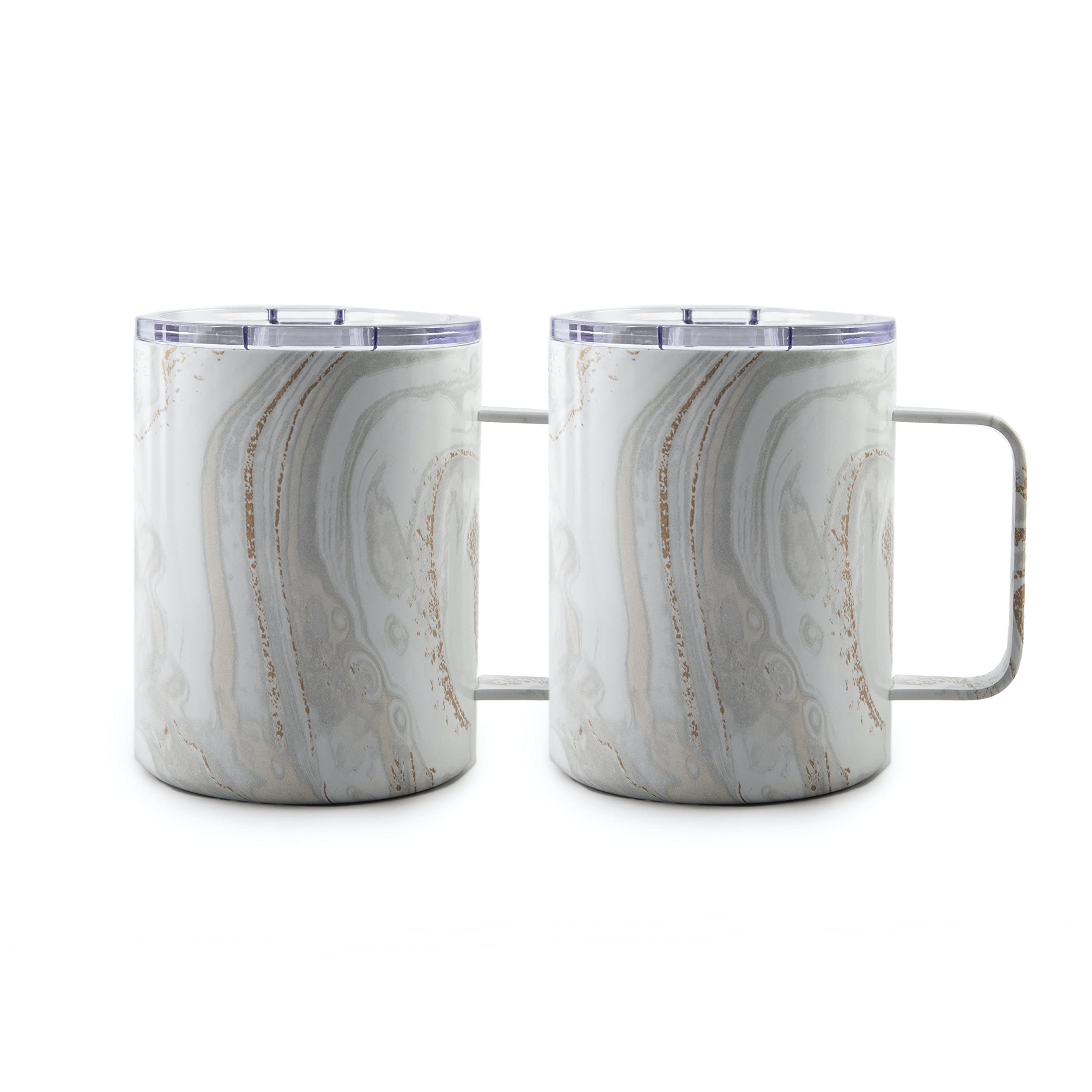 Cambridge White Set of 2 16oz Insulated Geode Coffee Mugs, 0