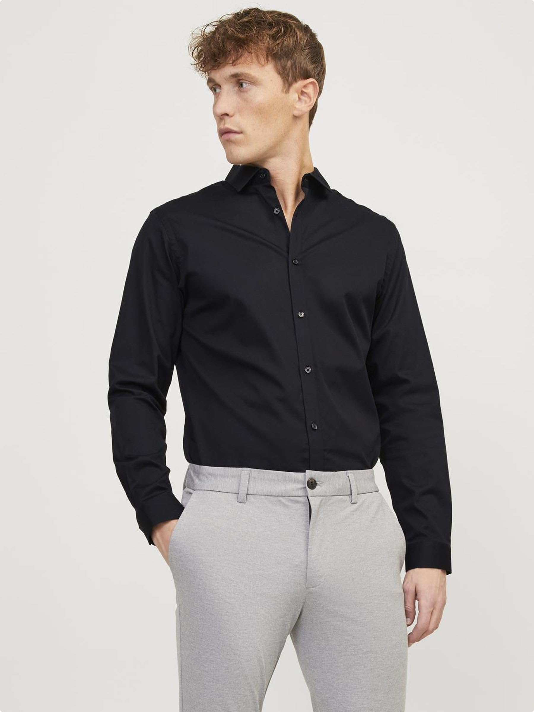 JACK & JONES Męska koszula z długim rękawem Jprblacardiff L/S Noos, czarny, XXL