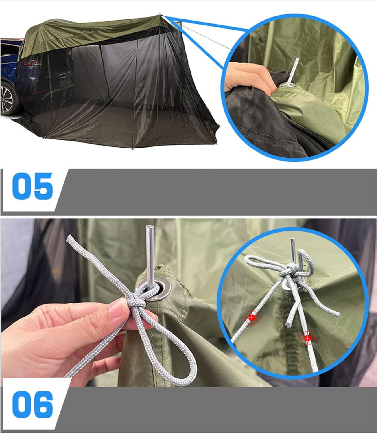 SUV用 カー・テント, 防水・日差し防止キャノピー, 320x198x195 cm 防風 SUV キャンプテント, トラック リア