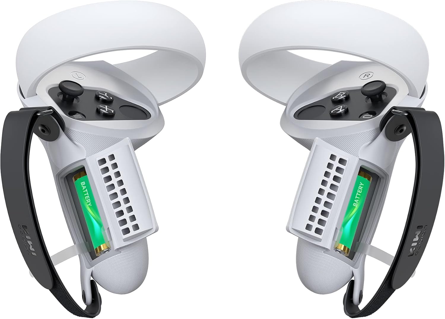 KIWI design Upgraded Controller Grips Cover with Battery Opening Protector with Knuckle Straps Compatible with Quest 2 Accessories (Gray White) : Video Games