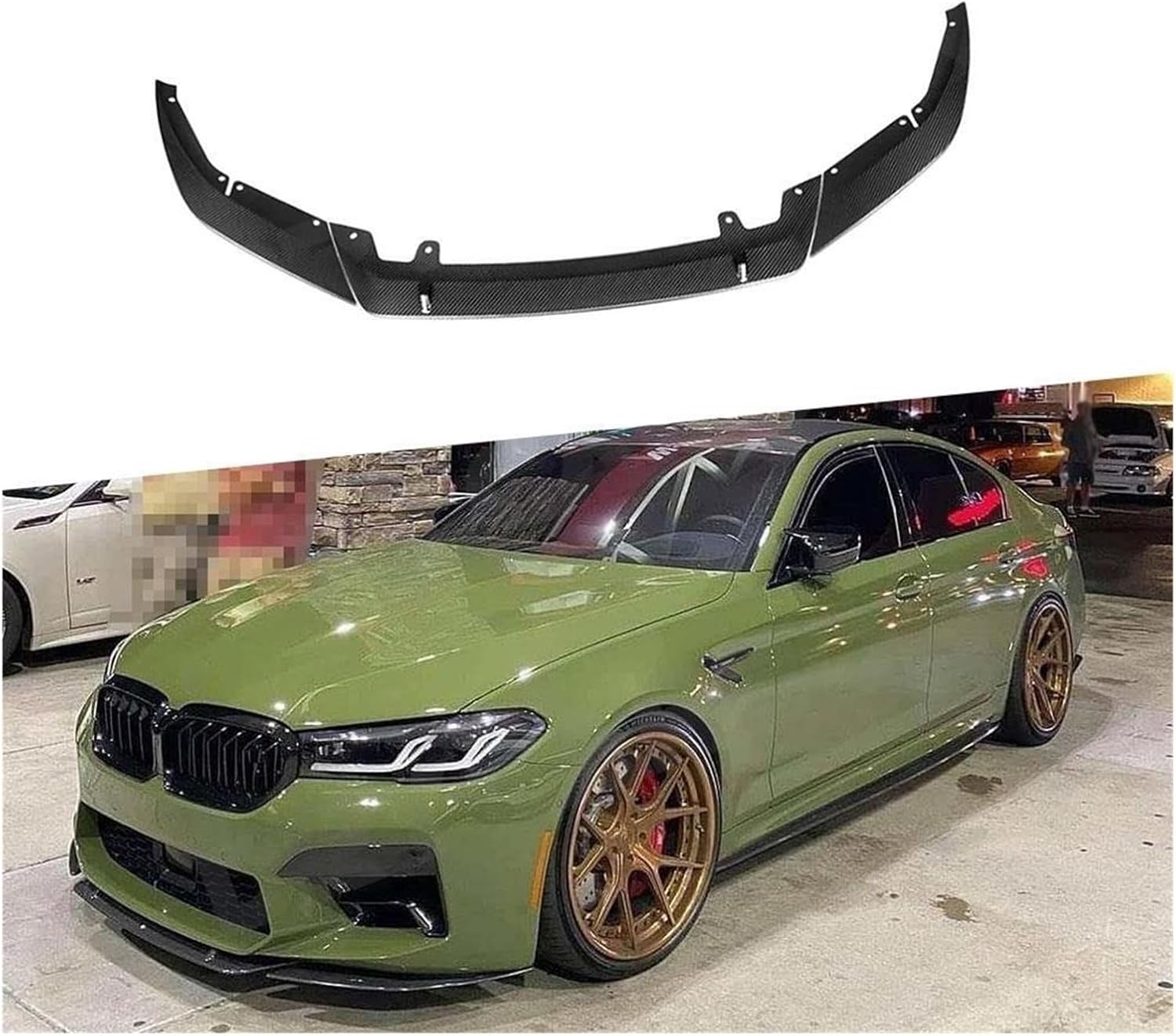 Carbon Fiber Front Bumper Chin Lip Spoiler BodyKit ，Compatible For BMW 5 Series F90 M5 LCI Competition 2021+ Car Bumper Accessories(FRP Black Primer)