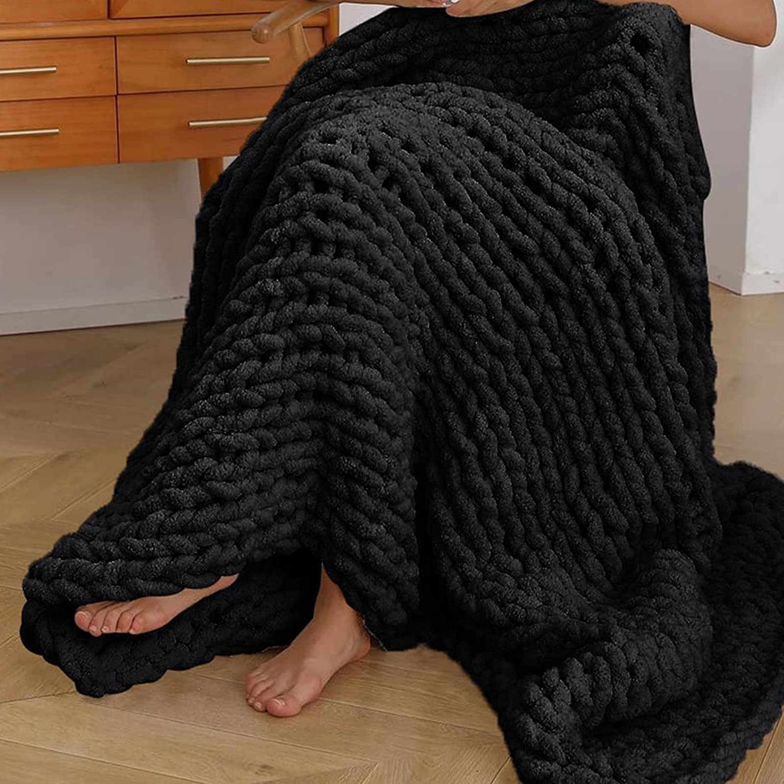 Coperta a maglia grossa, coperta di ciniglia lavorata a maglia a trecce fatta a mano, coperta a maglia con braccio, coperta gigante a maglia grossa per la decorazione della casa del divano della sedia