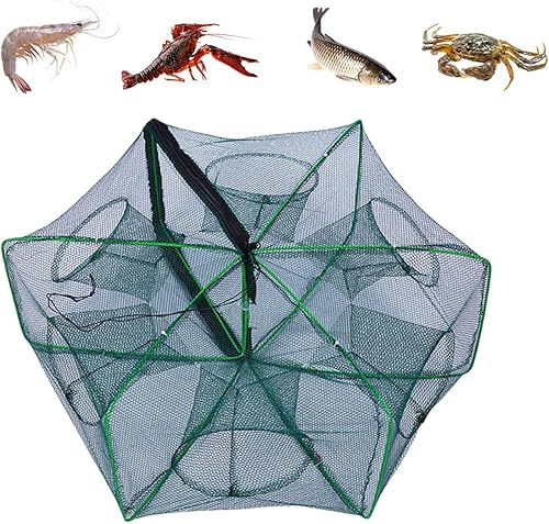 La trampa de pesca plegable mágica, kit de pesca fortalecida autoplegable, trampa de cebo de pesca, red de pesca portátil para cangrejo, cangrejos 6