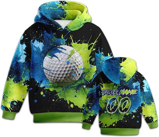 3-13 Years Kids Sports Pocket Hoodies Personalized Name Number Pullover Hooded Sweatshirt Fans Gift for Boy Girl Teen