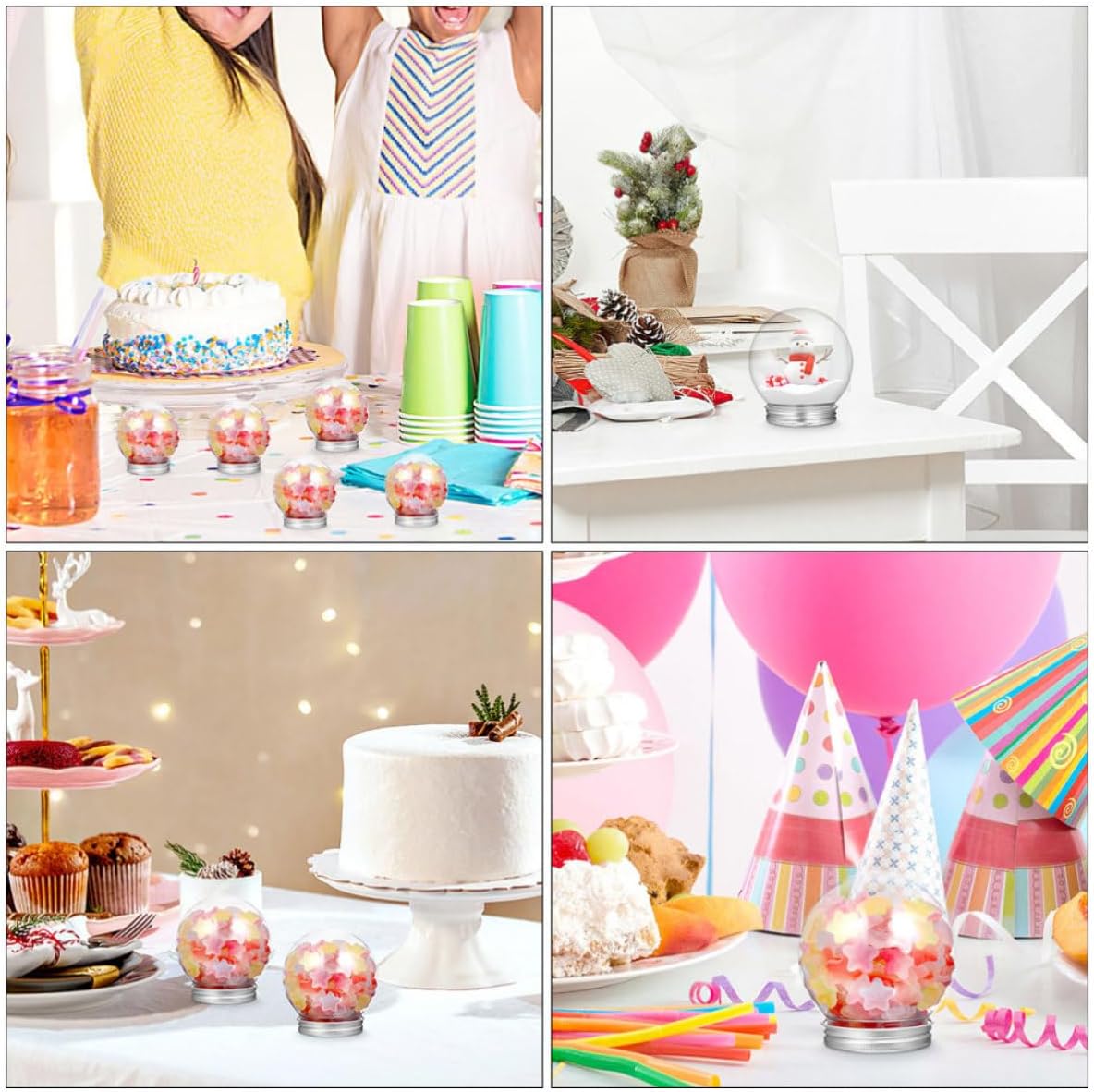 6pcs Fillable Snow Globe Craft Kit 270ml Plastic Dome
