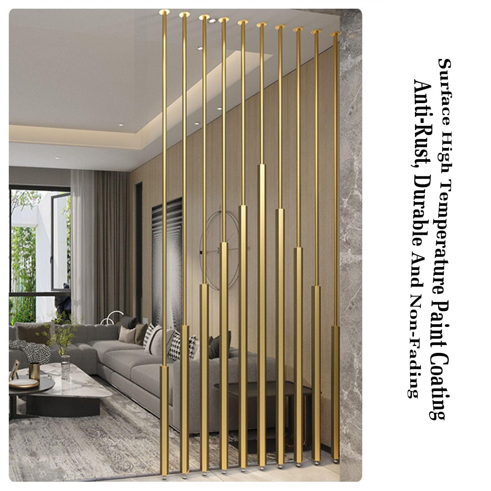 Cloison De Séparation Murale Salon À Monter Soi-même, du Sol Au Plafond, en 6 Pièces, avec Pieds Réglables for Cloisons(Gold,170cm/67in/5.57ft)