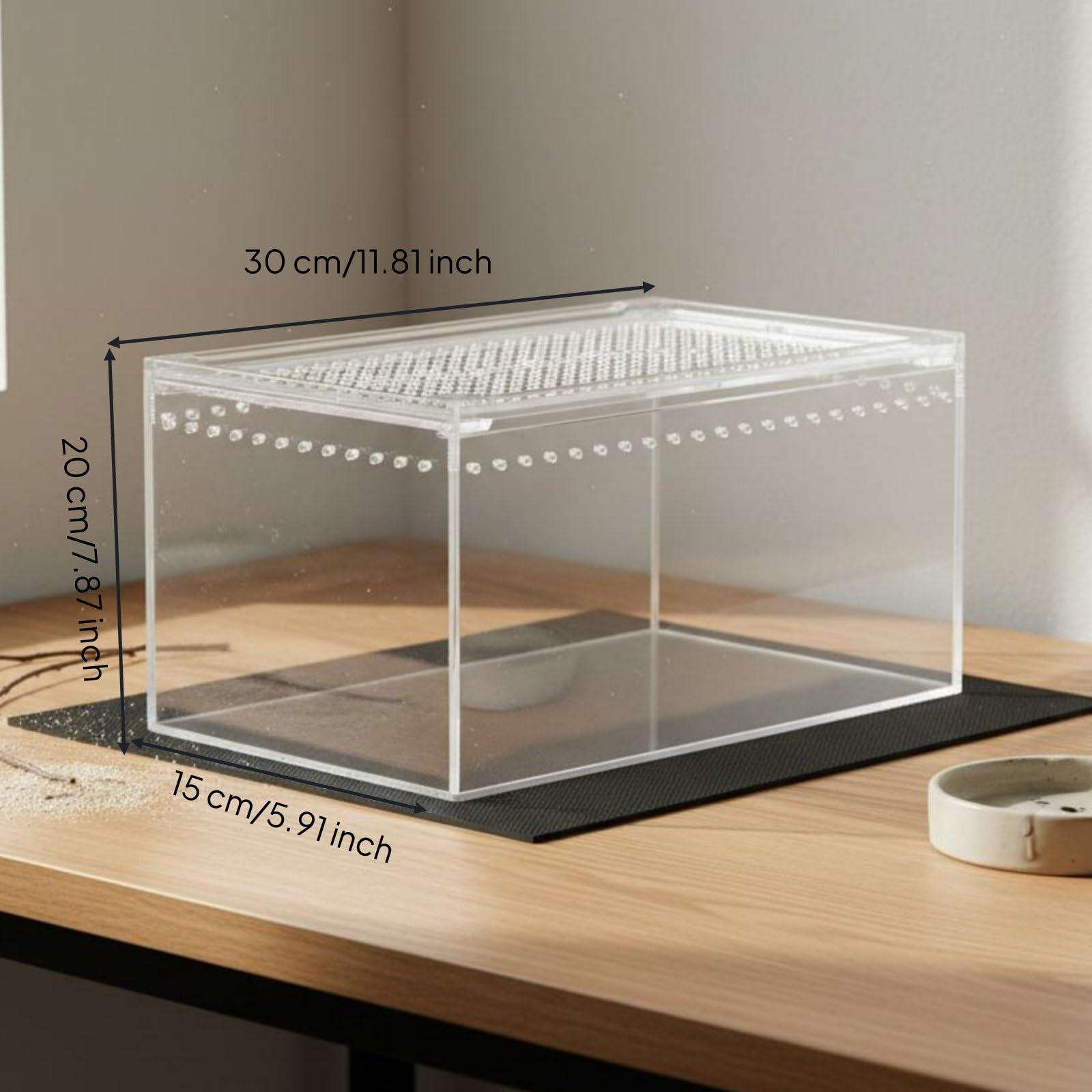 Reptile Terrarium Terrario para Reptiles Acuario Vivario Habitáculo con Visibilidad Panorámica de 360 Grados Tapa de, Acuario De Cría Integrado Sin Mascotas