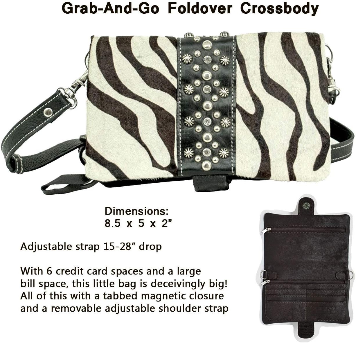 American West Handcrafted Full‑Grain Leather Grab and Go Foldover Crossbody with Built‑In Wallet Organization | Built in Wallet