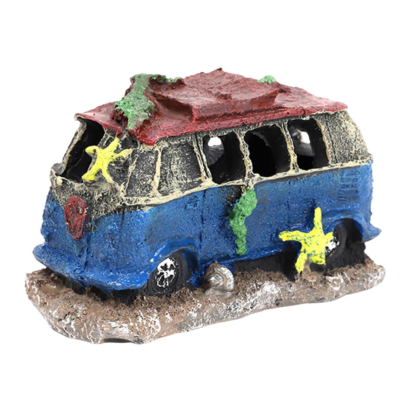Resin Car Wreck Aquarium Decoration Fish Tank Ornament House Scenery Statue Unique Aquarium Fish Hideout for Spawning Small