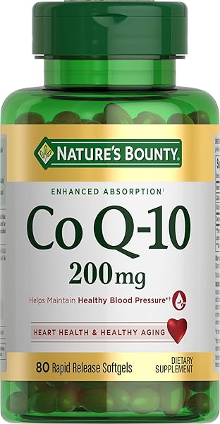 Nature's Bounty CoQ10, Supports Heart Health, Dietary Supplement, 200mg, 80 Rapid Release Softgels