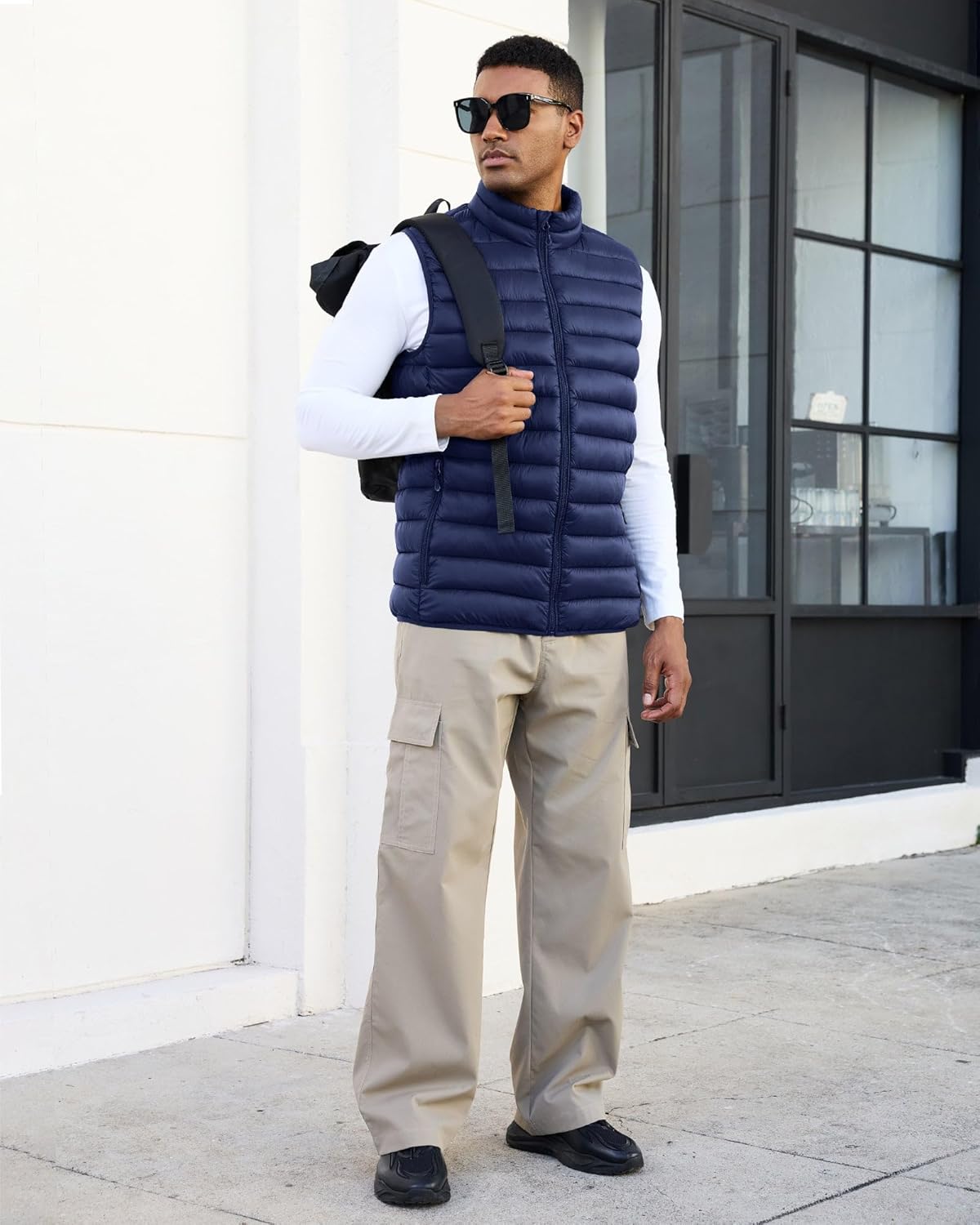 WHN Men's Lightweight Puffer Vest Outerwear Packable Waterproof Warm Quilted Sleeveless Jacket with Pockets Hiking Casual - Image 2