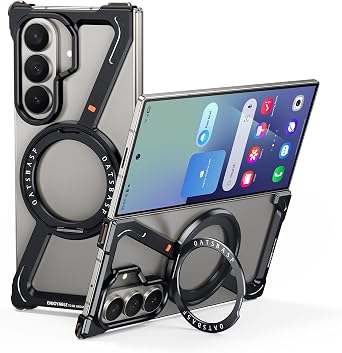 OATSBASF Minimalist Metal Phone Case for Samsung Galaxy Z Fold 7 Black