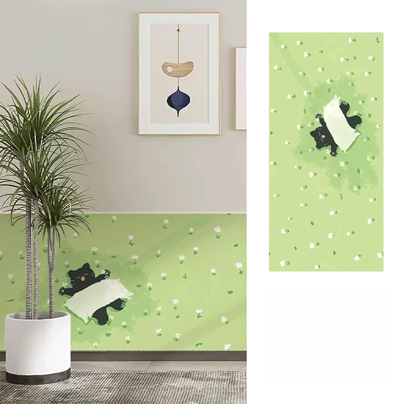 Papier peint à décoller et coller vert 5m*88cm pour rénover vos murs sans raccord