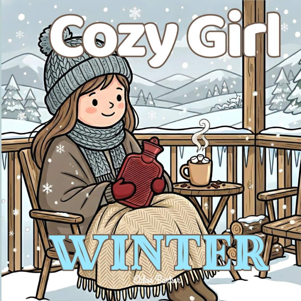 Cozy Girl Winter: Cute & Cozy Coloring Book - stress free & girl therapie for adults