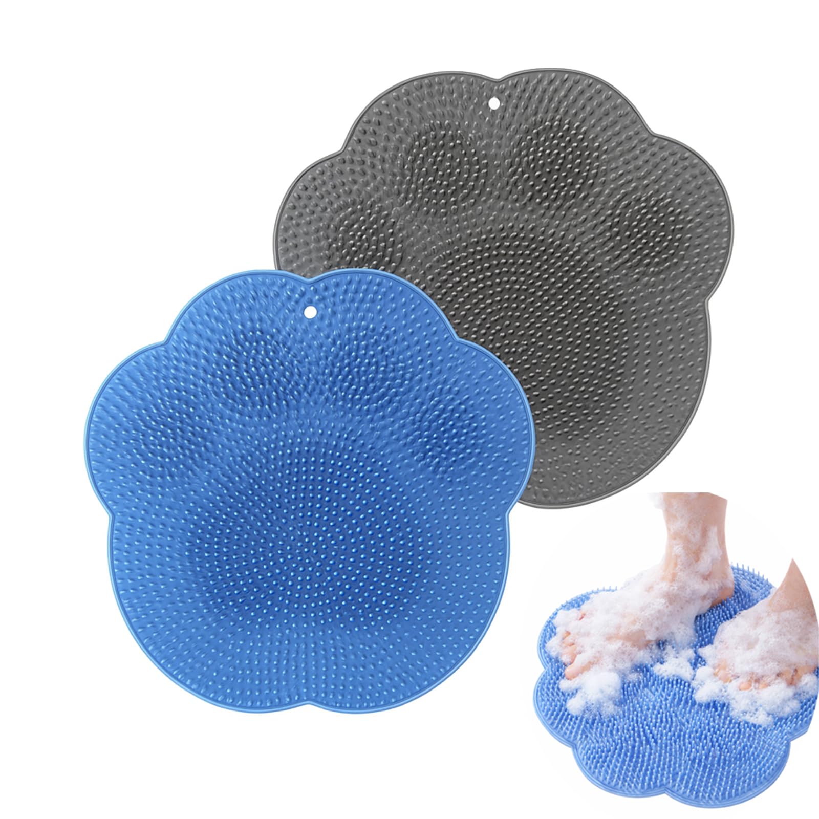 Kyavyrto Shower Foot Scrubber Mat – Silicone Foot Brush with Non-Slip Suction Cups, Exfoliating & Massage Pad for Feet and Back Cleaning, Refreshing Shower Experience