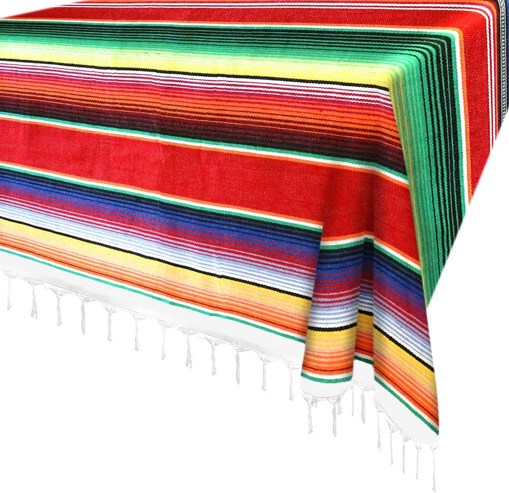 Xplanet 84 X 59 Inch Mexican Serape Blanket Bay Window Blanket, Mexican Tablecloth Serape Tatami Blanket Bed Blanket Table Cover Tapestry Blanket Picnic Mat for Mexican Party Wedding Decorations