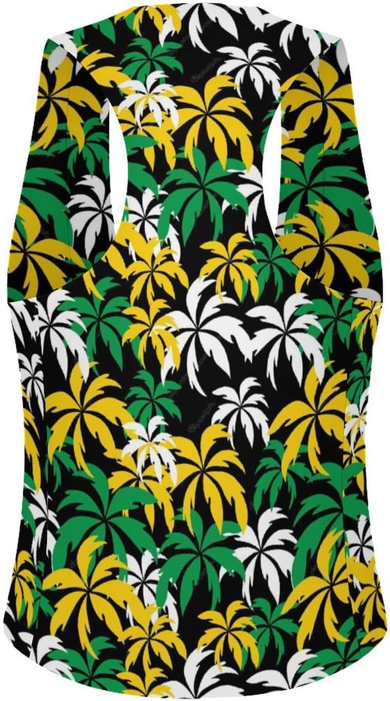 Palm Trees in Jamaica Women's Suit Vest V Neck Button Down Waistcoat Jacket Business Casual Tops