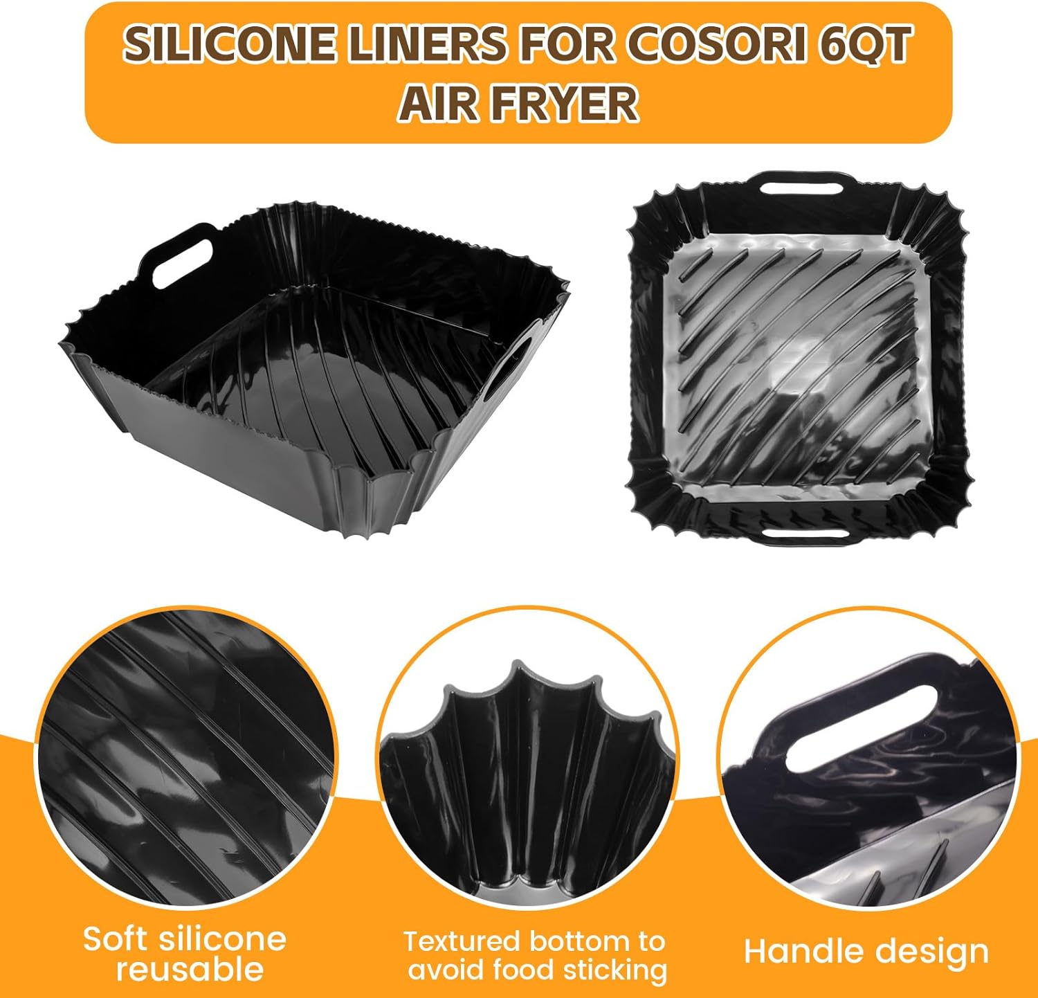 Silicone Air Fryer Liner Accessories for COSORI TurboBlaze 6Qt Air Fryer 9-in-1, Compact & Large 6-Qt, Fast Turbo Modes, Dishwasher Safe Airfryer Accessories Silicone Liners for CAF-DC601 - Image 4