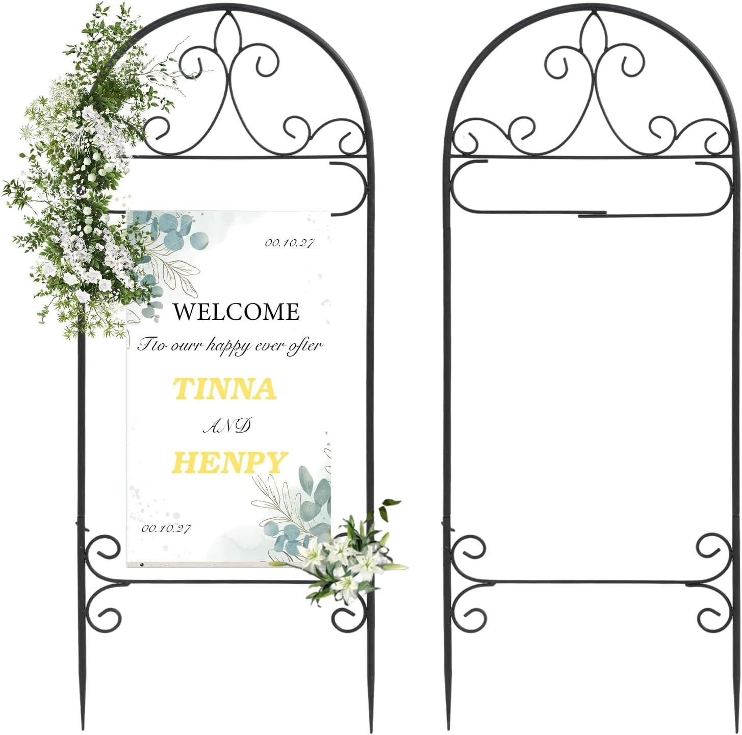 2 Pack Metal Garden Flag Holder Stand for Wedding Heavy Duty Metal Yard Flag Pole Stake Fits Max 14 x 25 Inch for Seasonal Flags Lawn Patio Garden Decor (No Flags Included)