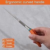 Vista 5 de Alicates de punta de aguja de largo alcance de 7 pulgadas, alicates finos de punta de aguja extra largos con cordón de mandíbula dentada, doble