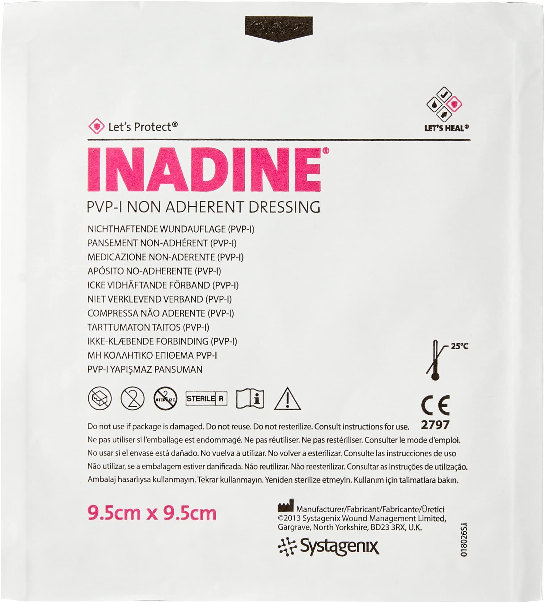 JKP01491 PVP-I Non-Adherent Dressing Drug, 9.5 cm Width, 9.5 cm Length (Pack of 10)
