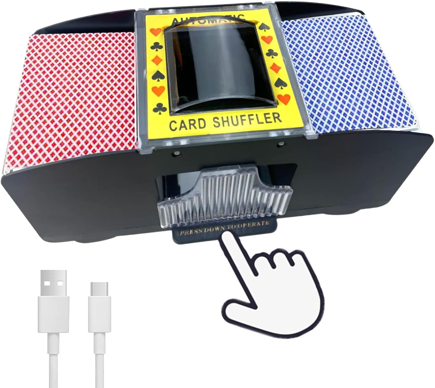 2-Deck of Playing Cards Automatic Card Shuffler - Battery Powered Electric Card Mixer for Home Game Nights