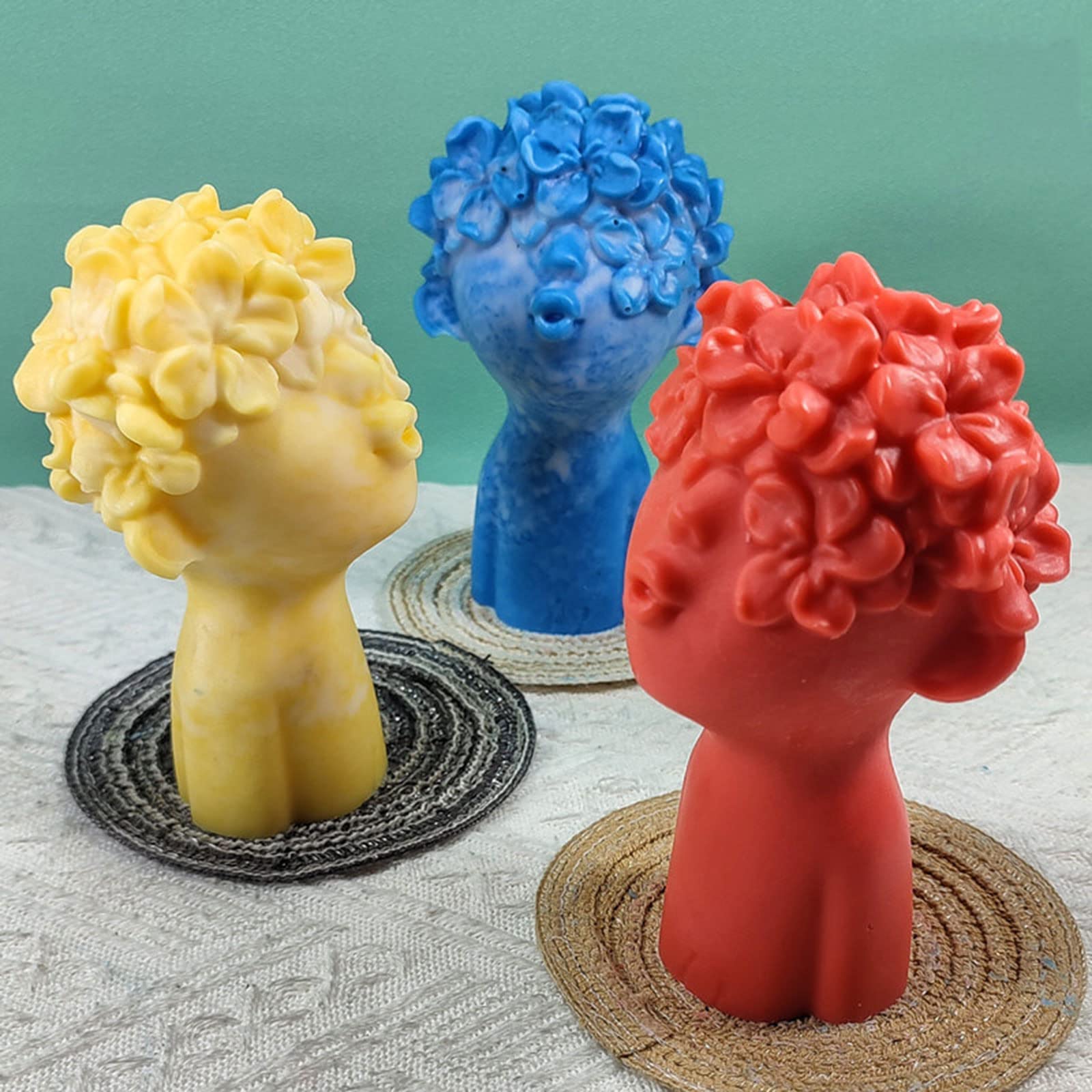 Moule à bougie fait à la main, en silicone, réutilisable, figurine mignonne, pour bougie parfumée, aromathérapie, poupées artificielles en silicone pour résine