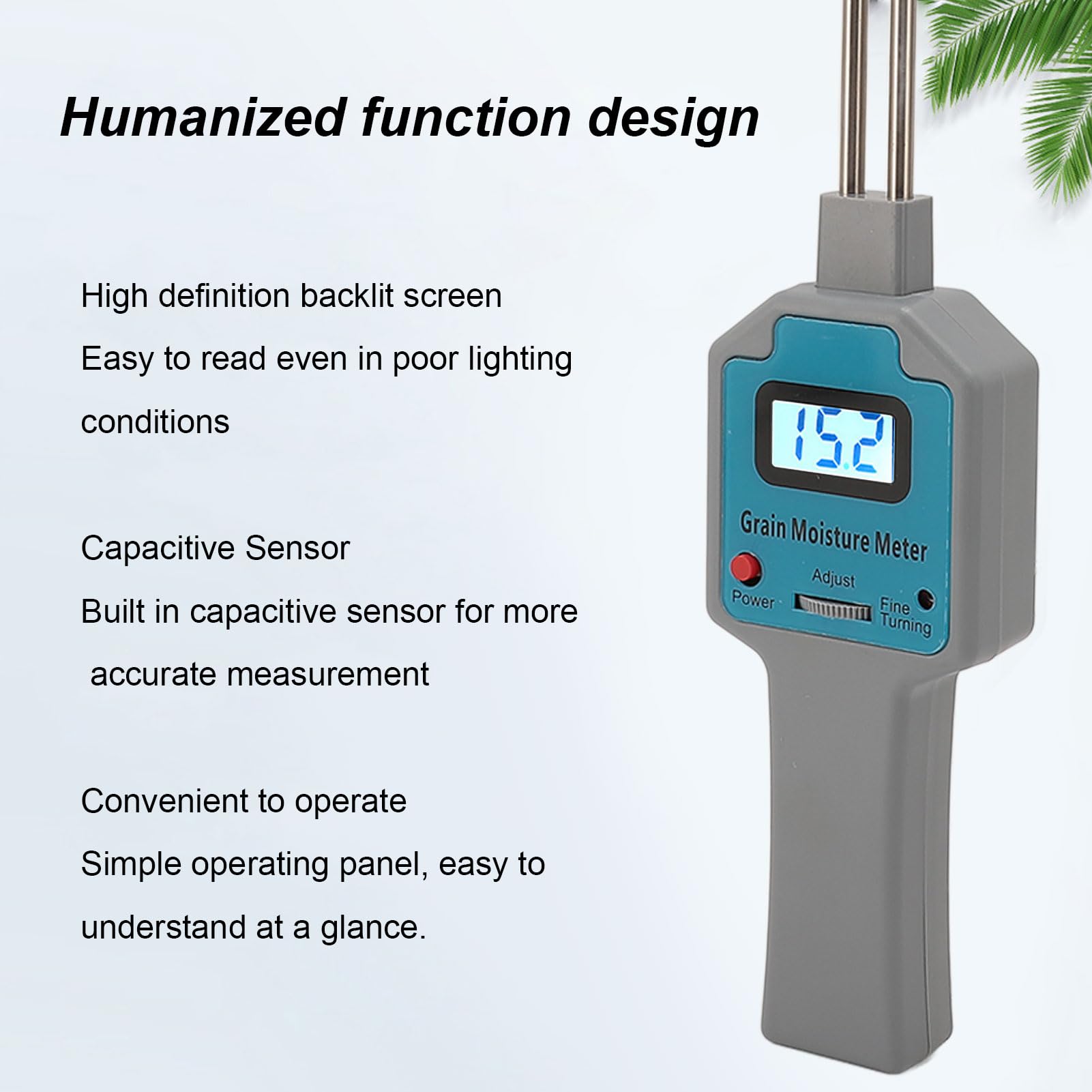 Medidor de Humedad de Grano, Pantalla con Retroiluminación LED, Probador de Humedad de Heno, Medidor de Humedad de Grano Portátil, Sonda Analizadora de Contenido de Agua