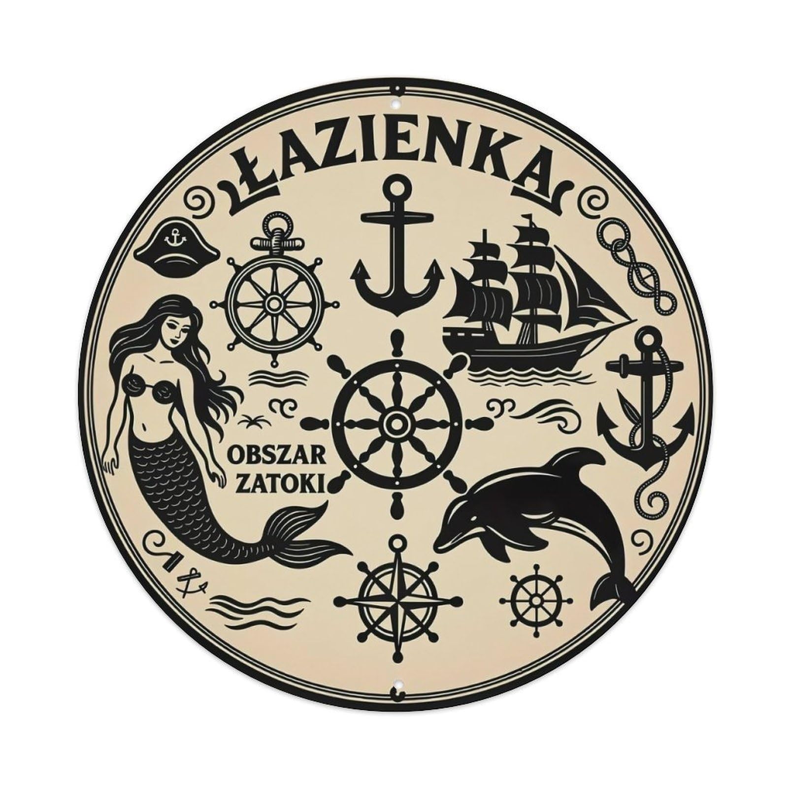 Nautical Theme With Mermaid And Ship Metal Tin Sign