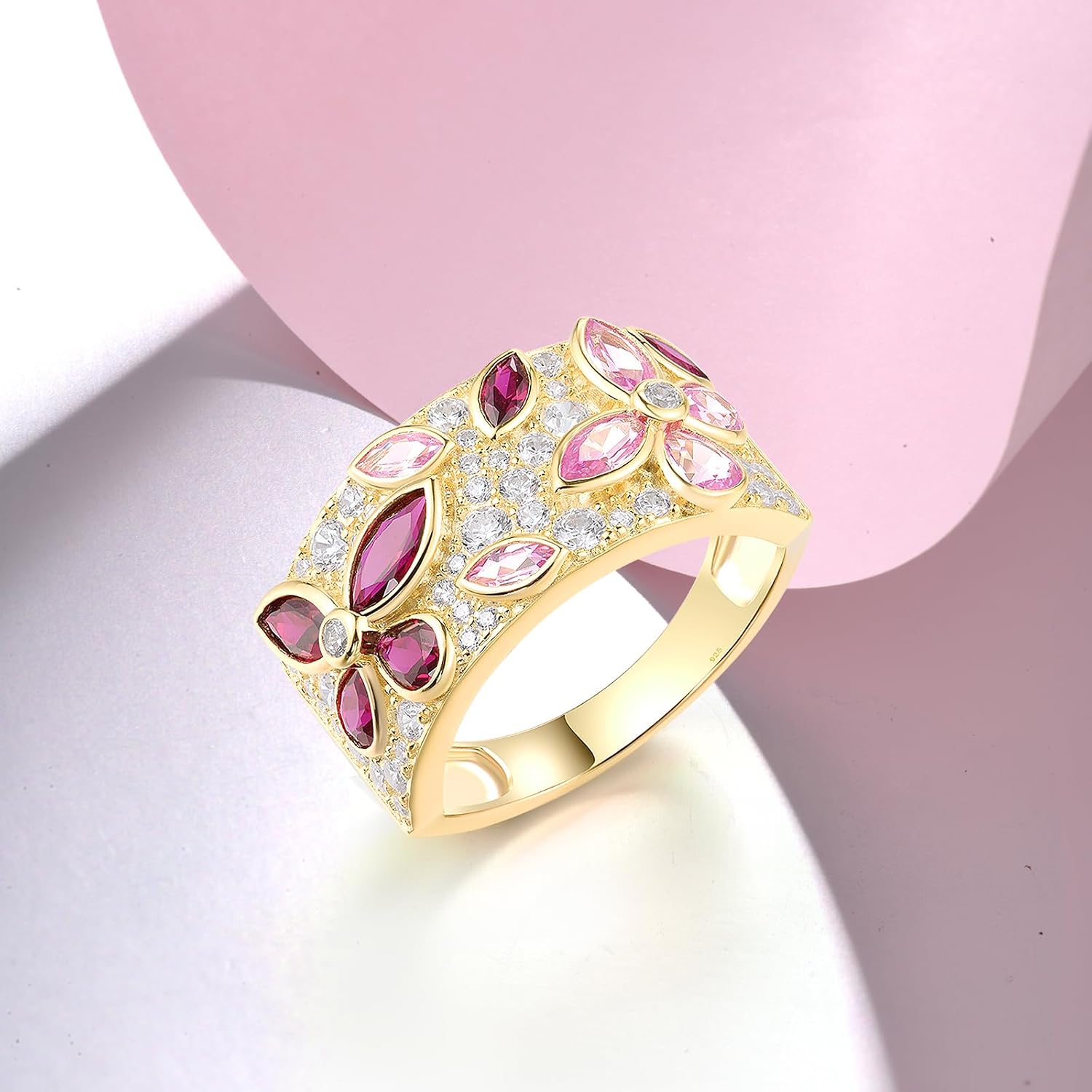 Santuzza 14K Gold Plated Dragonfly Ring Cubic Zirconia 925 Sterling Silver Butterfly Ring