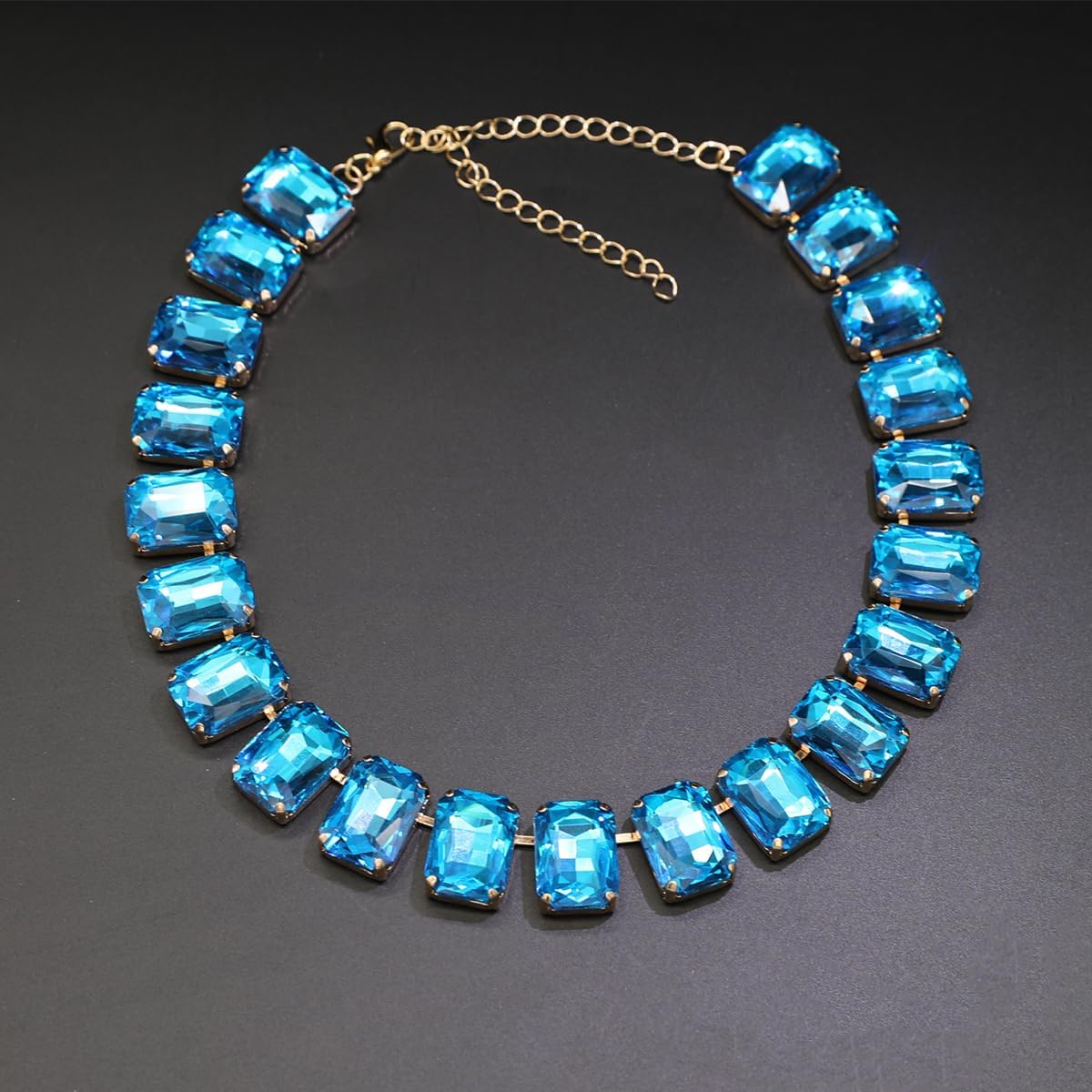 We We Crystal Rhinestone Choker Collar Necklace For Women Emerald Statement Piece Sparkly Colorful Crystal Neck Gold Chain Necklace - Image 2