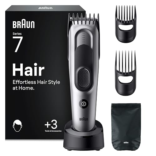 Braun Haarschneider Series 7, Haarschneidemaschine Herren, HC7590, Grau | Kabelloser
