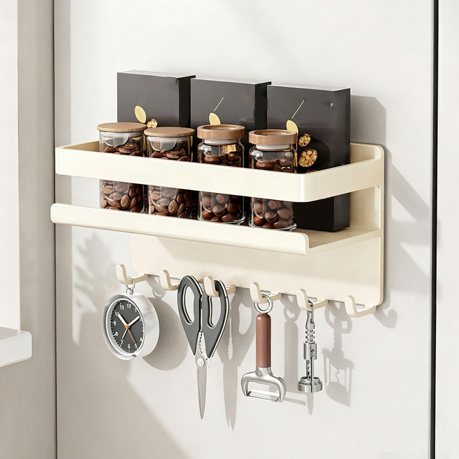 Organizador Magnético para Estantería de Pared Sin Taladro | Organizador de para Despensa, Baño, Lavandería, Garaje, Dormitorio, Oficina, RV, Mostrador de Cocina