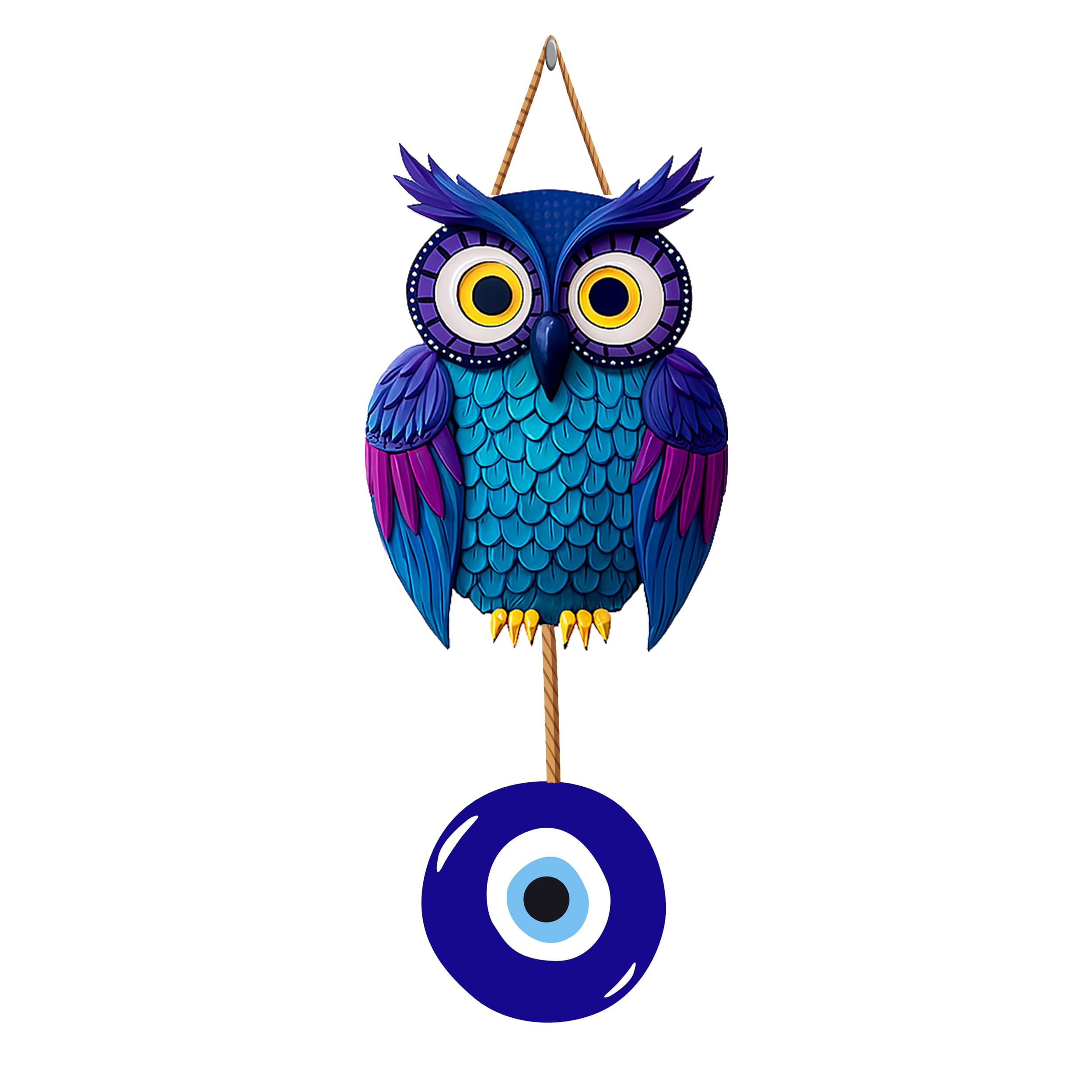 GENXTRA® Blue Owl with Evil Eye Charm – MDF Home Wall Decor MDF Wall Hanging Signs for Home Entrance, Drawing Room, or Balcony | Decorative Plaques for Housewarming (HOME_06)-image-36